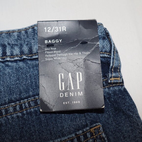 Gap Womens Baggy Jeans Mid Rise Super Wide Leg Relaxed Med Wash Size 12/31R NWT - Picture 3 of 10